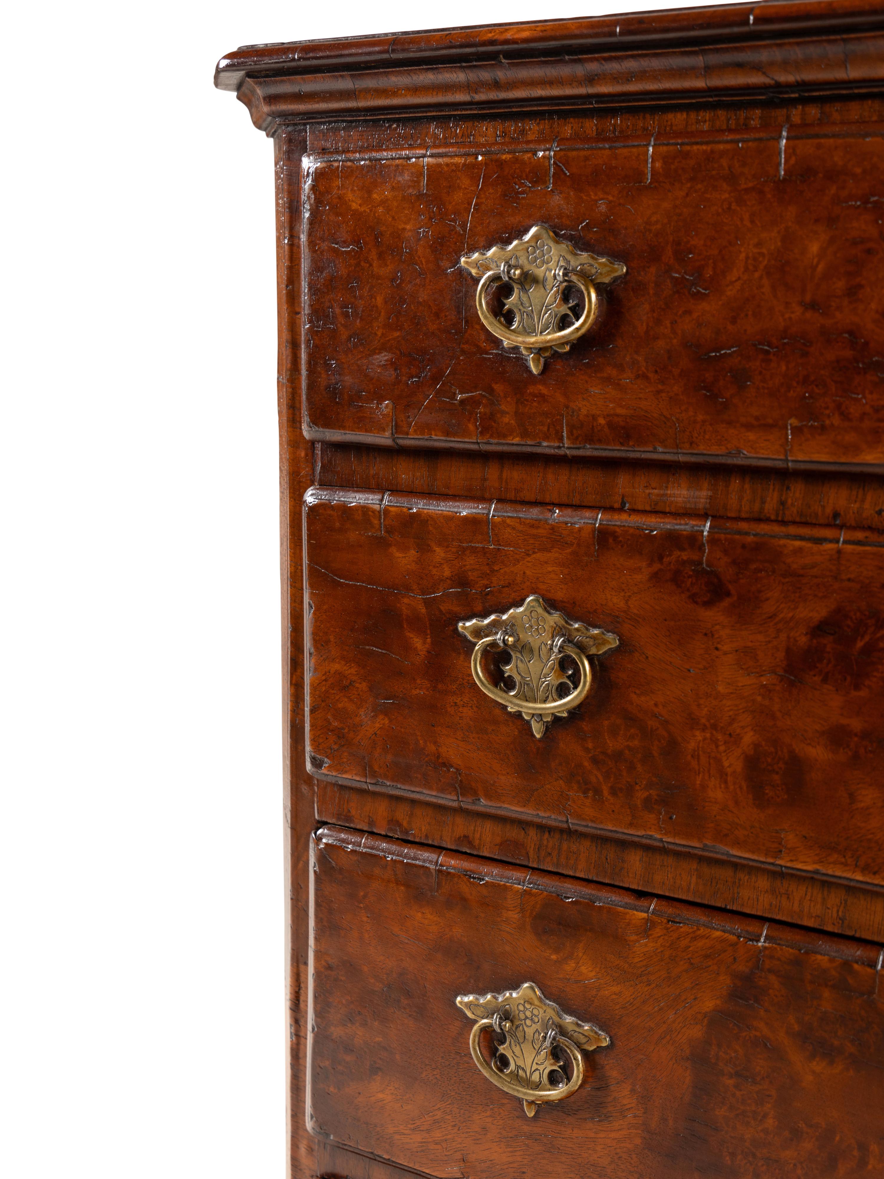 A George II Burl Walnut Chest of Drawers