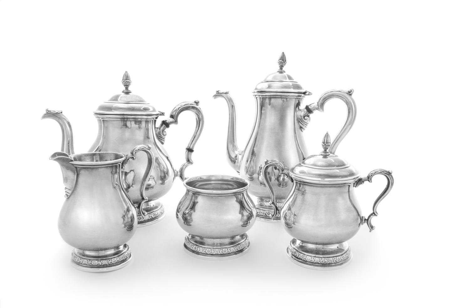 An American Silver Five-Piece Tea and Coffee Service, International Silver Co., Meriden, CT, Prelude pattern, comprising a teapot, coff