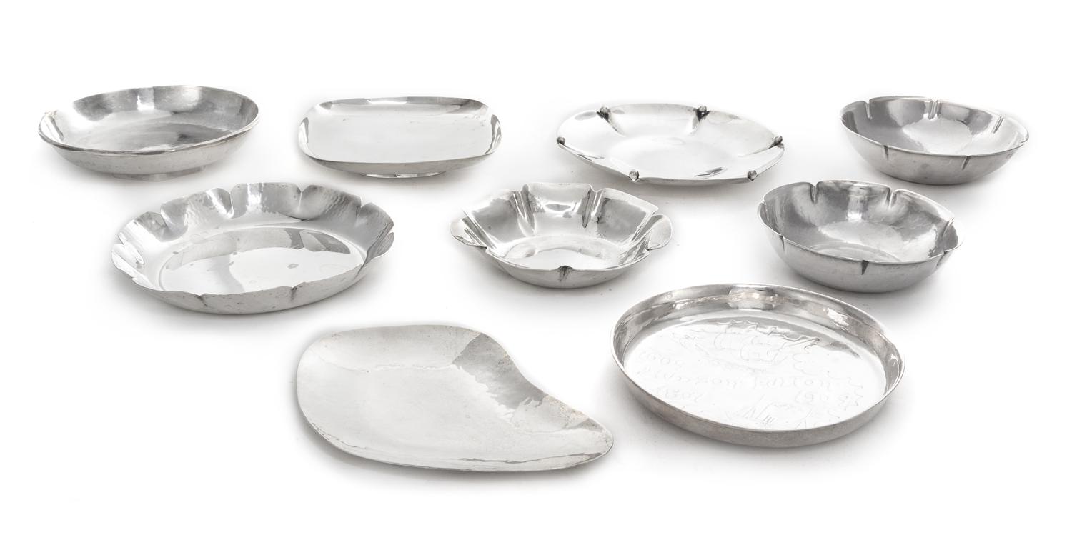 A Group of Nine American Silver Small Dishes, Various Makers, 20th Century, comprising five lobed circular examples, two circular examp