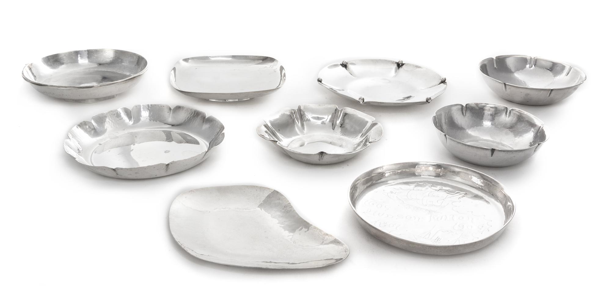 A Group of Nine American Silver Small Dishes, Various Makers, 20th Century, comprising five lobed circular examples, two circular examp