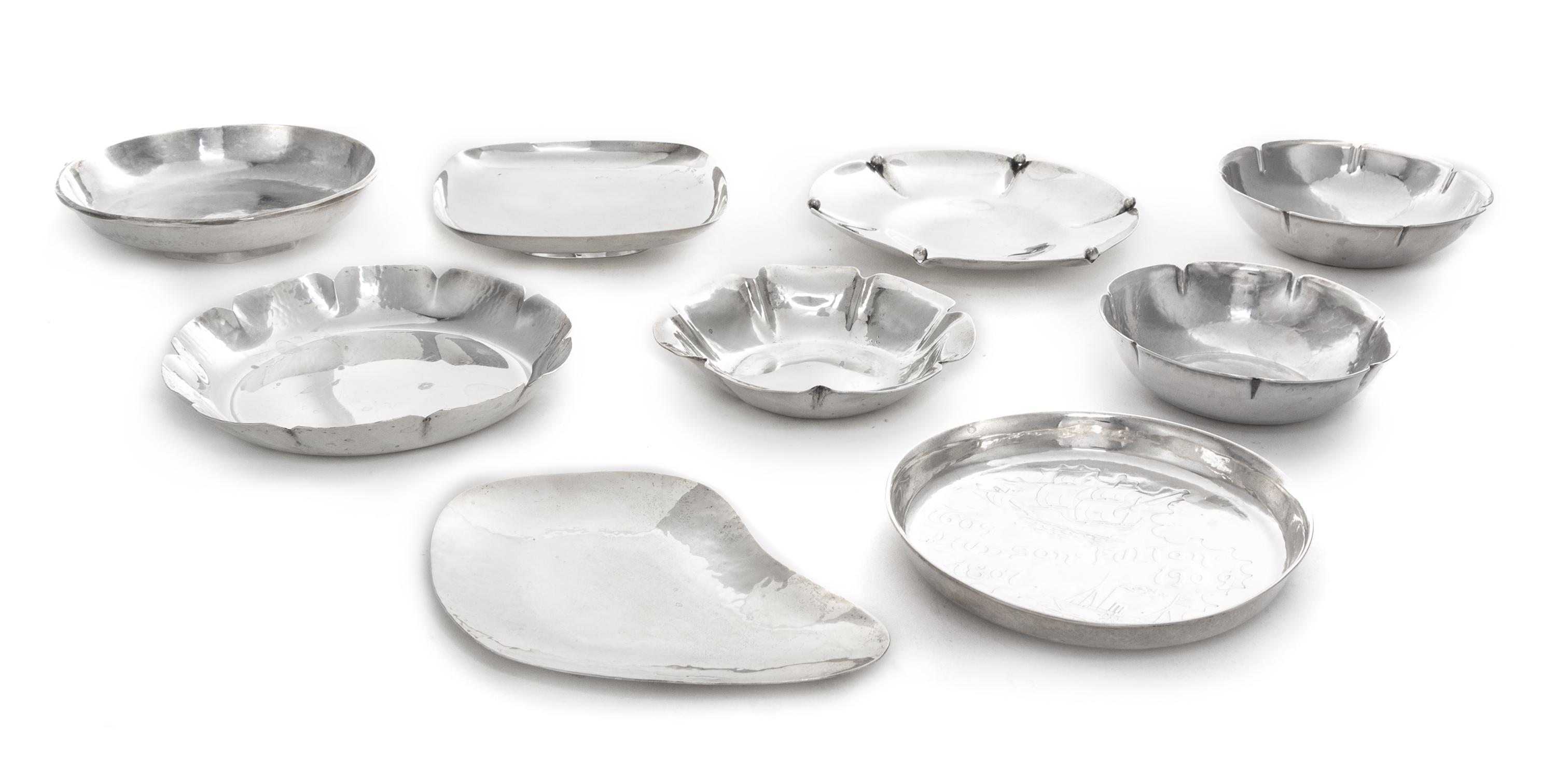 A Group of Nine American Silver Small Dishes, Various Makers, 20th Century, comprising five lobed circular examples, two circular examp