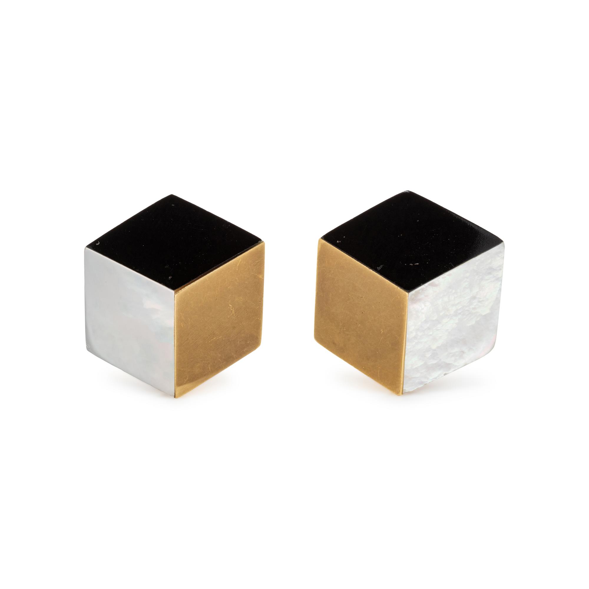 TIFFANY & CO., ANGELA CUMMINGS, YELLOW GOLD, ONYX AND MOTHER-OF-PEARL EARCLIPS