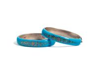 HUNGARIAN, ANTIQUE, ENAMEL AND SEED PEARL BANGLE BRACELETS