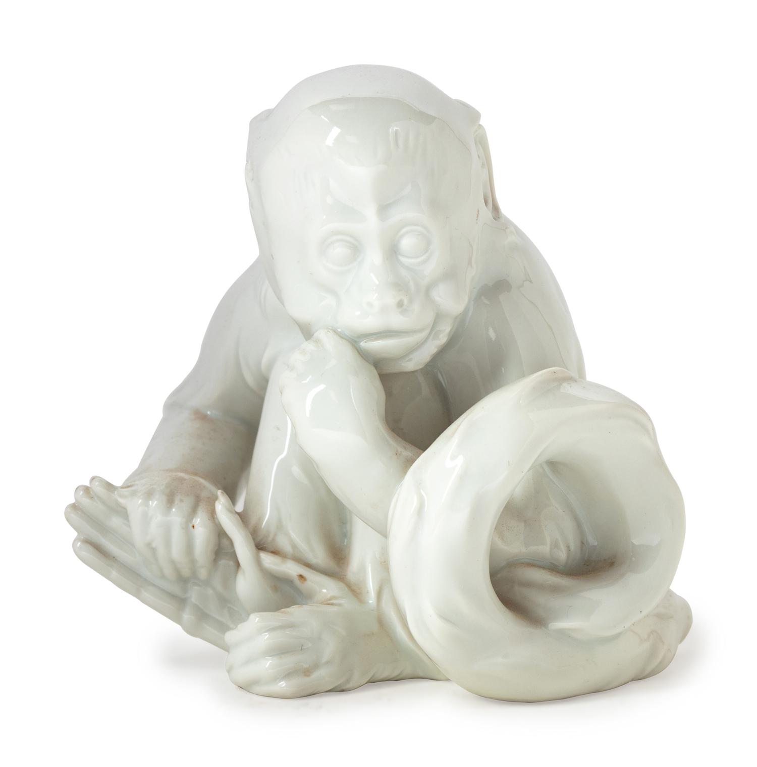 An Austrian Blanc-de-Chine Figure of a Monkey