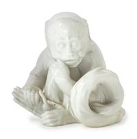 An Austrian Blanc-de-Chine Figure of a Monkey