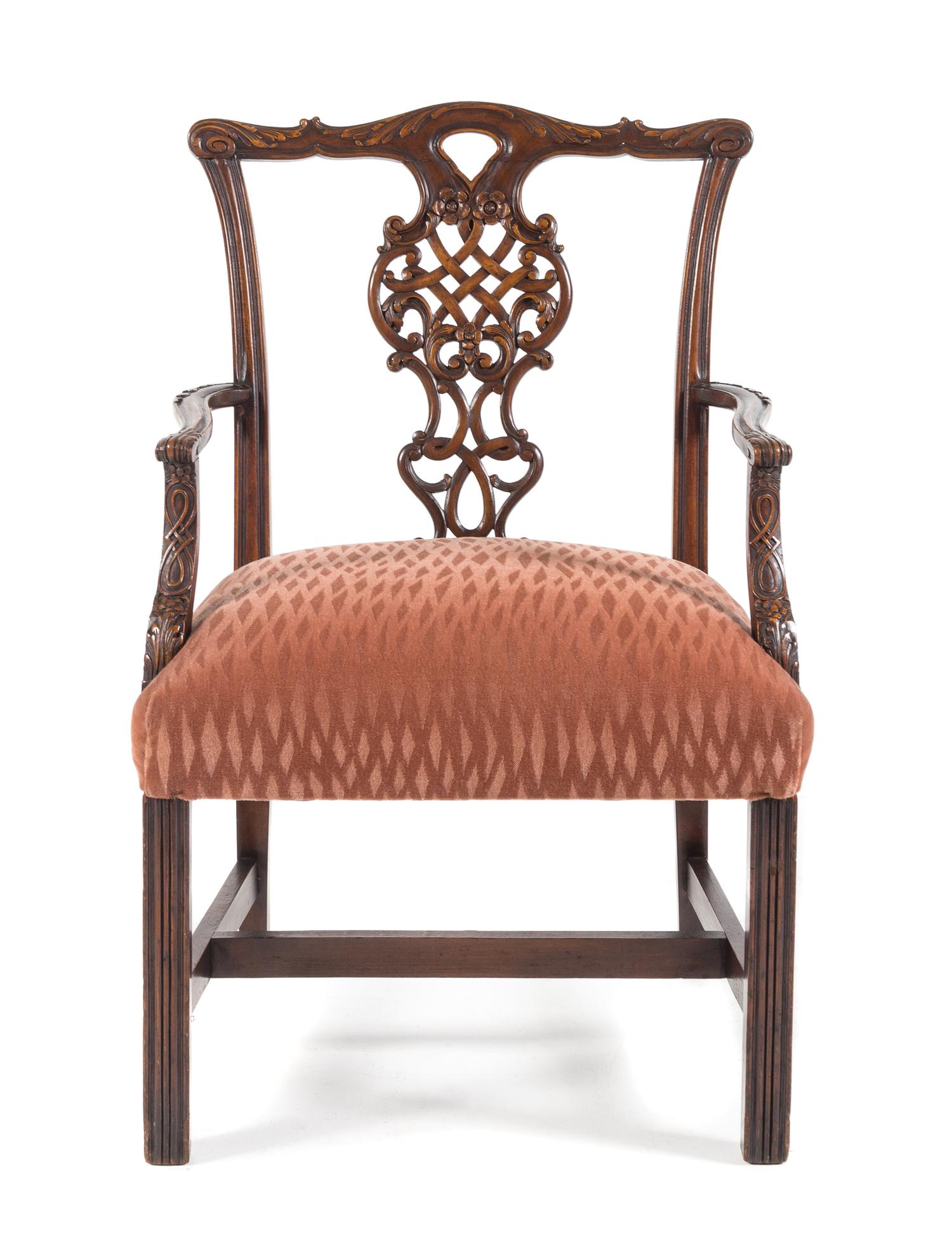 A George III Style Mahogany Armchair Height 38 1/4 inches. — 19TH CENTURY