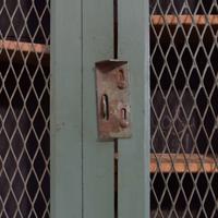 A Painted Ten Door Locker 70" W x 13" D x 82" H — Italy, Circa 1940
