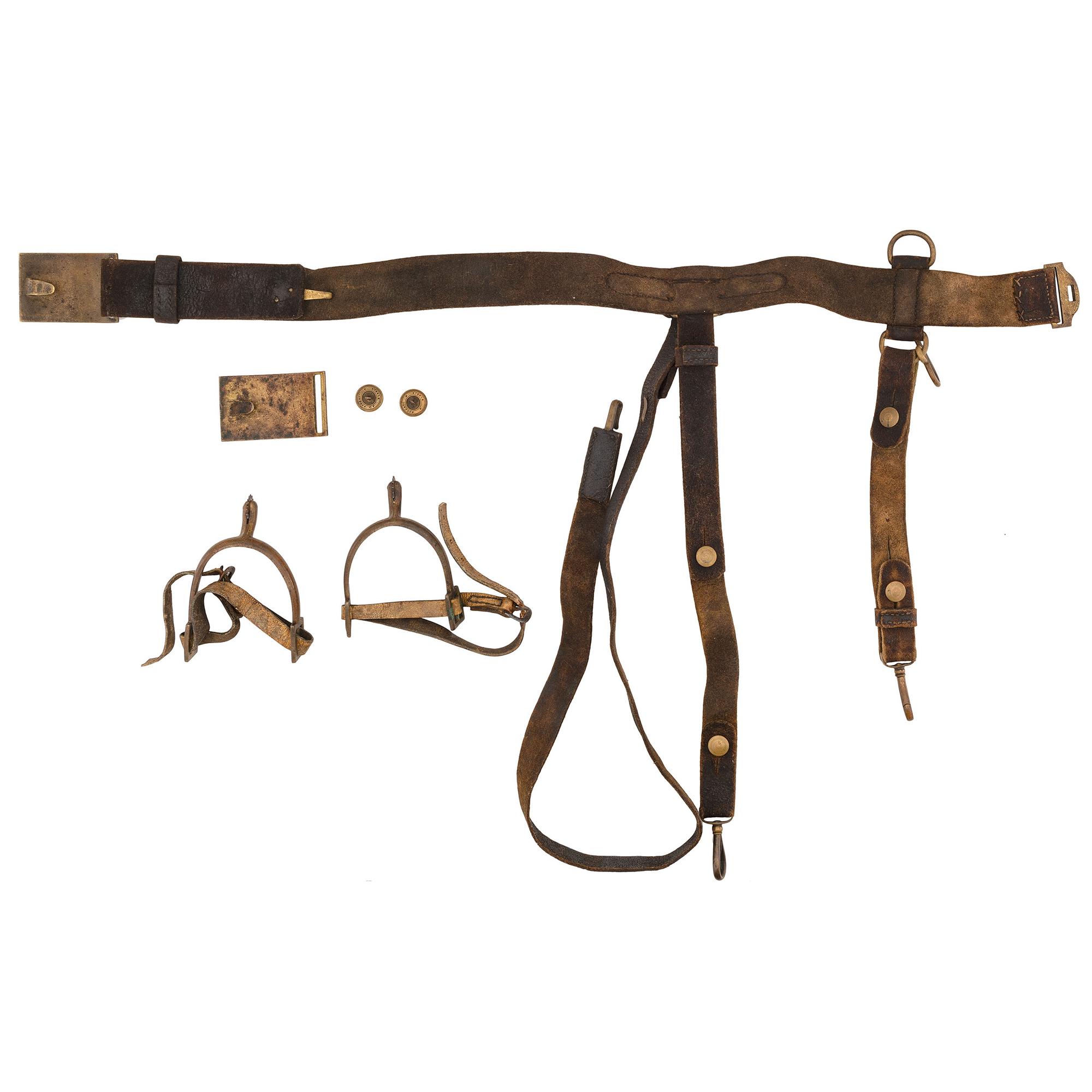 A group of 14 items identified to Captain William L. Curry, Company K, 1st Ohio Volunteer Cavalry, incl. inscribed Model 1840 US Army regulation cavalry saber, belt plate, spurs, and tintype.
