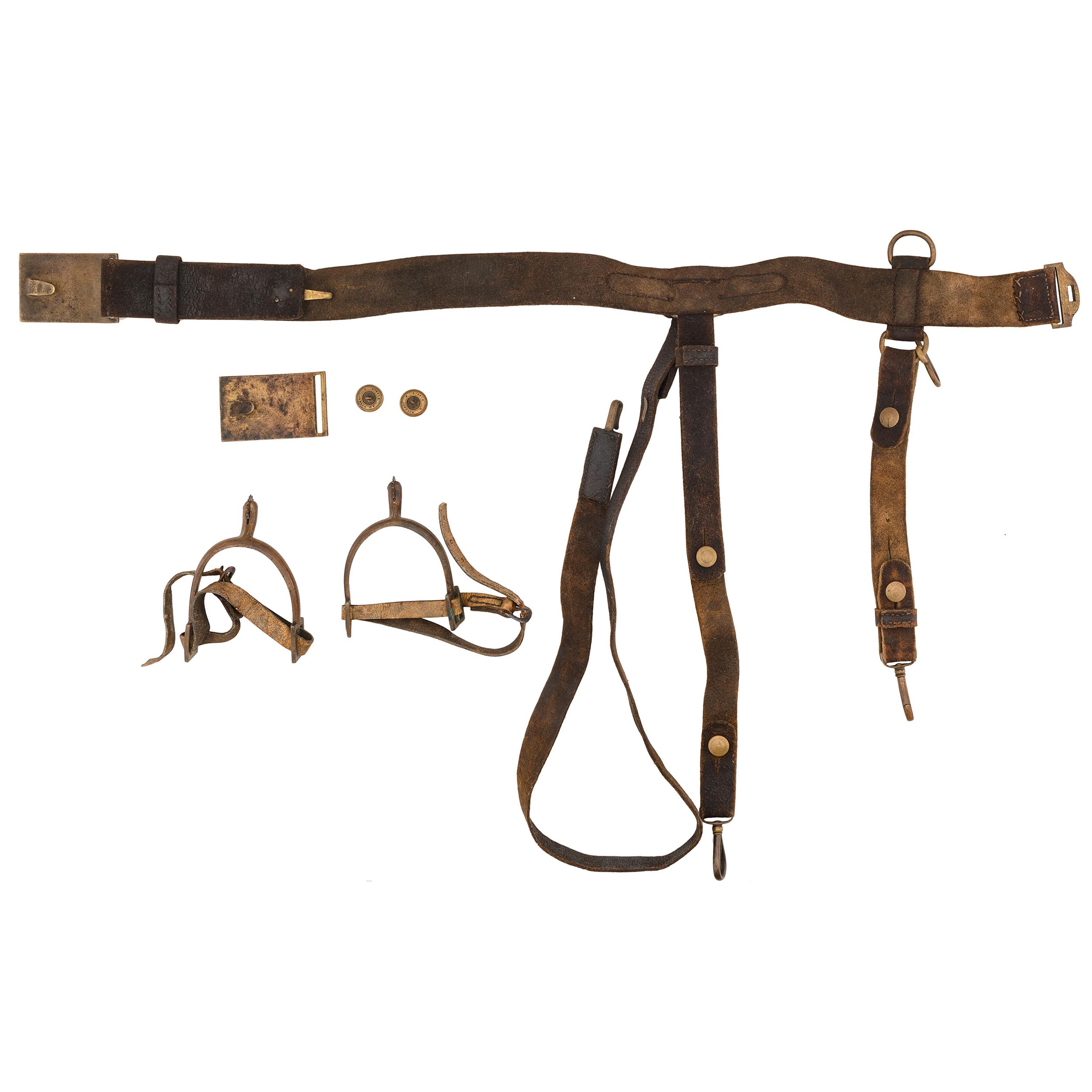 A group of 14 items identified to Captain William L. Curry, Company K, 1st Ohio Volunteer Cavalry, incl. inscribed Model 1840 US Army regulation cavalry saber, belt plate, spurs, and tintype.