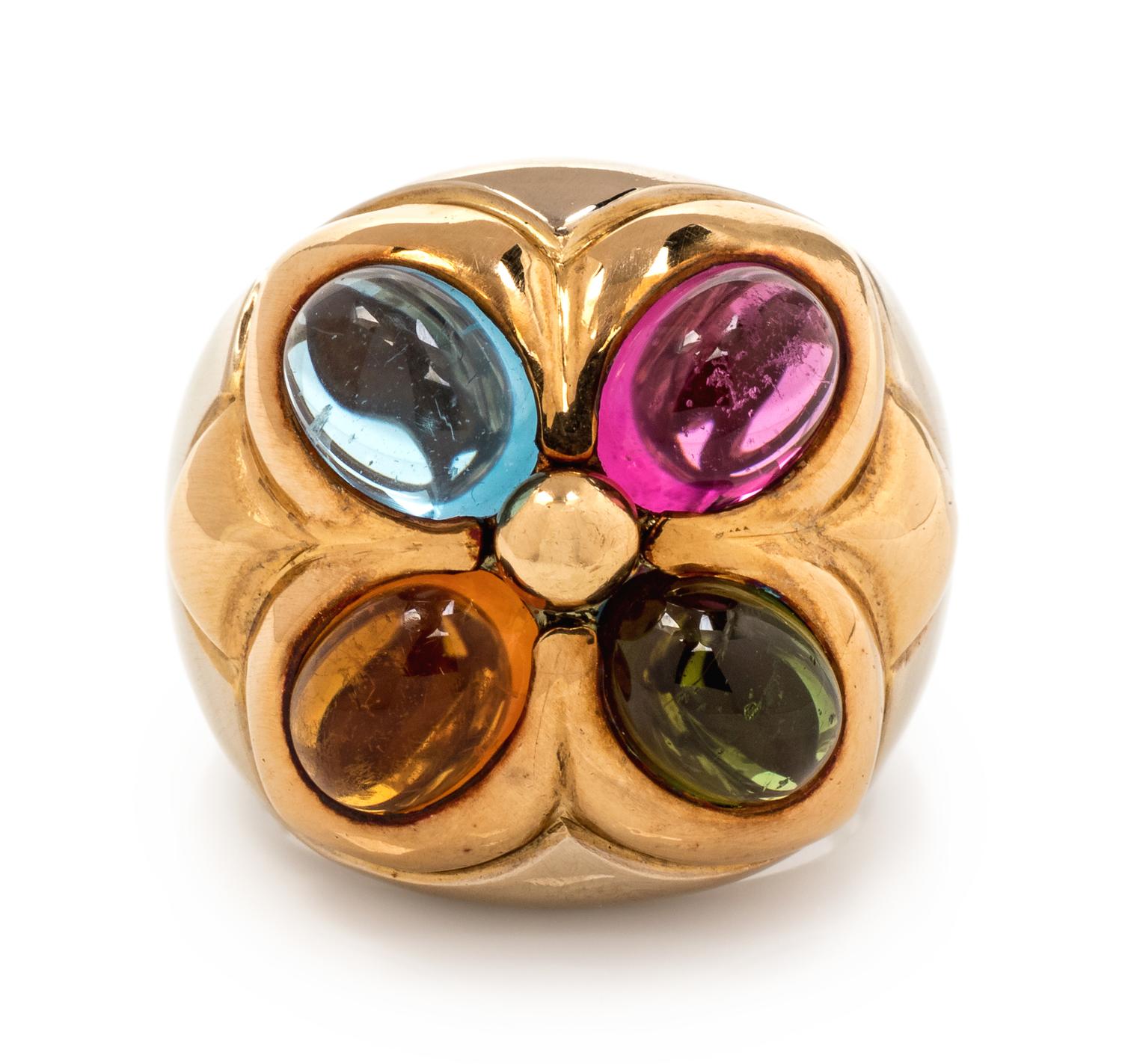 An 18 Karat Yellow Gold and Multigem Ring, Bvlgari
