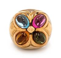 An 18 Karat Yellow Gold and Multigem Ring, Bvlgari