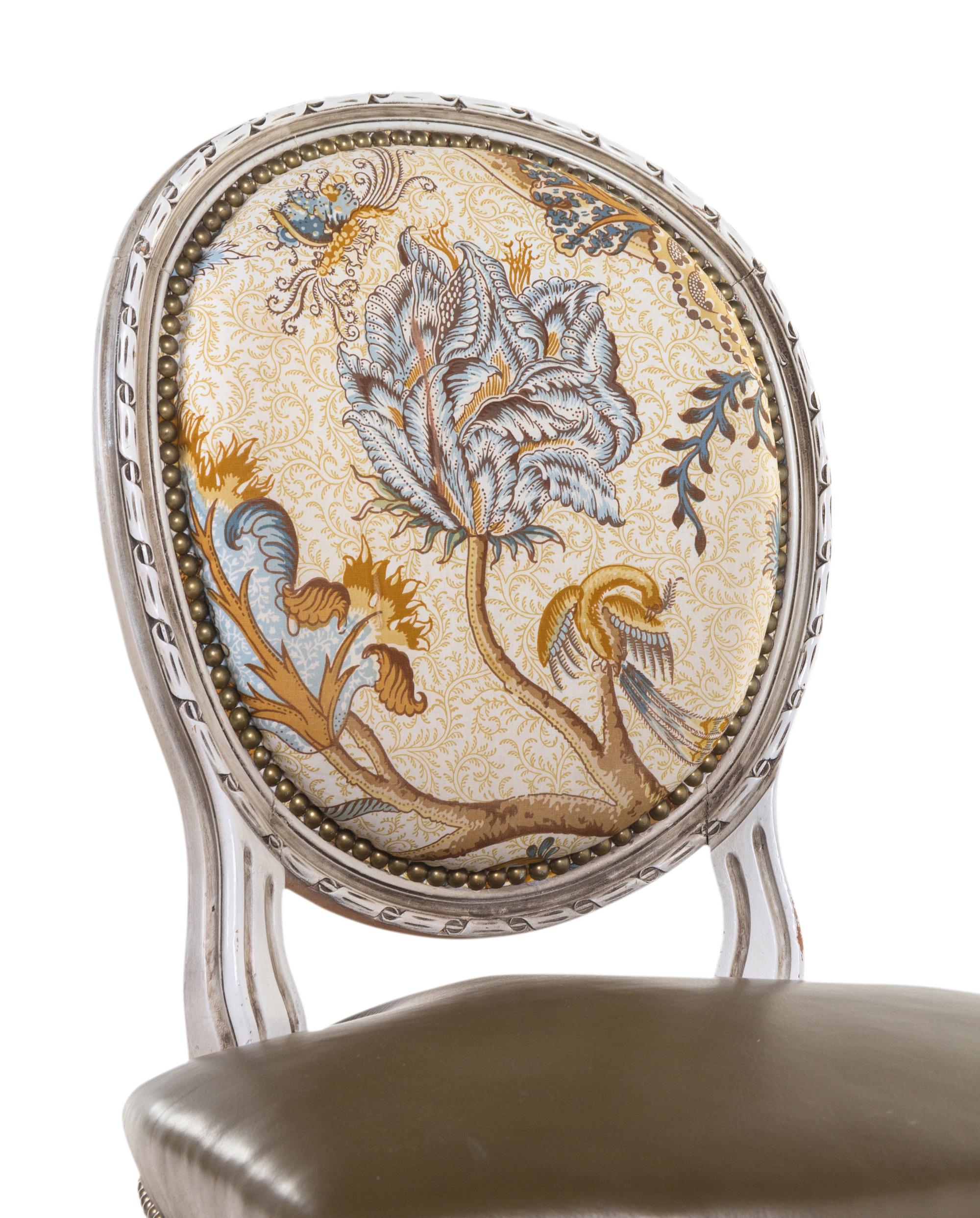 A Set of Six Louis XVI Style Painted Dining Chairs