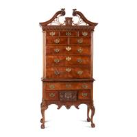 A Philadelphia Chippendale Style Shell-Carved Mahogany High Boy