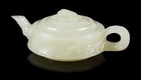 A White Jade Teapot Length 4 3/4 inches. — 19TH CENTURY