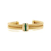 DAVID YURMAN, YELLOW GOLD, DIAMOND, AND EMERALD 'DOUBLE CABLE' CUFF BRACELET