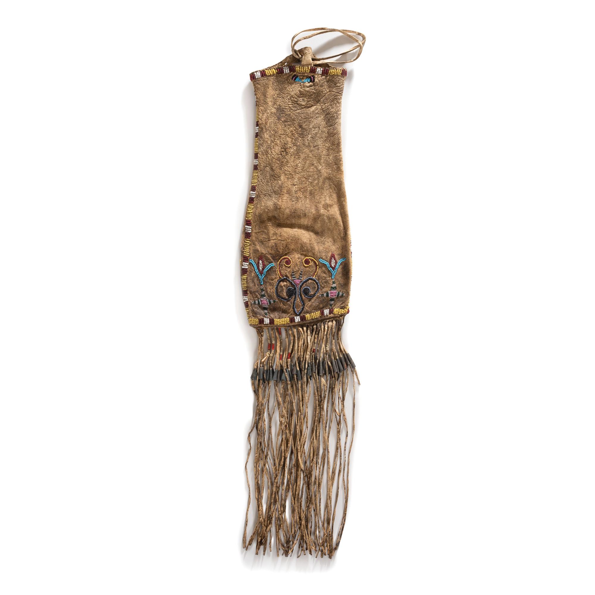 Early Santee Sioux Beaded Hide Tobacco Bag