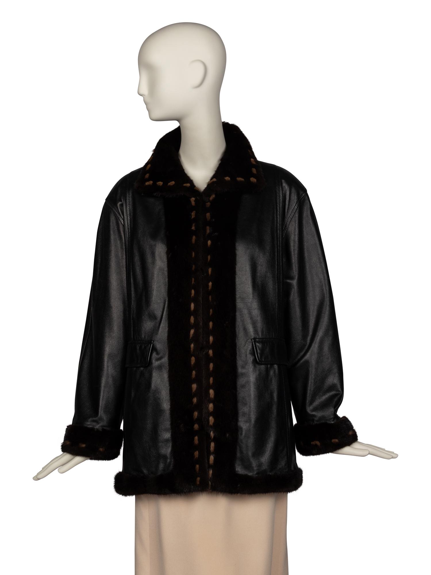 Neiman Marcus Reversible Mink and Leather Jacket, 1980-90s