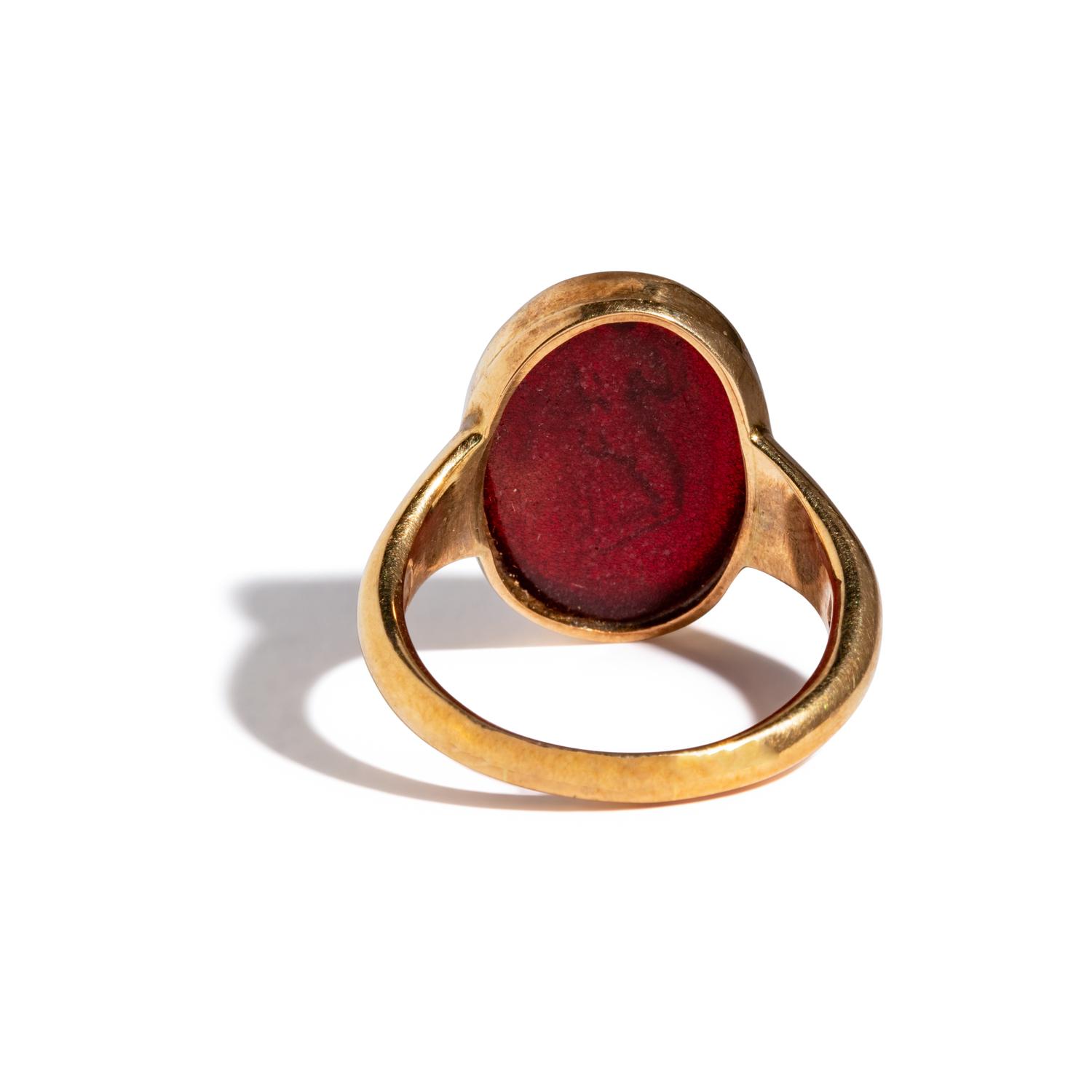 A Neoclassical Gold and Glass-Cast Finger Ring with the Goddess Venus
