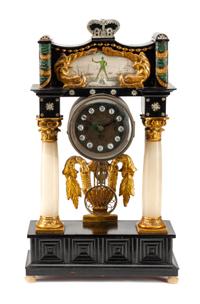 An Austrian Parcel Ebonized Mantel Clock