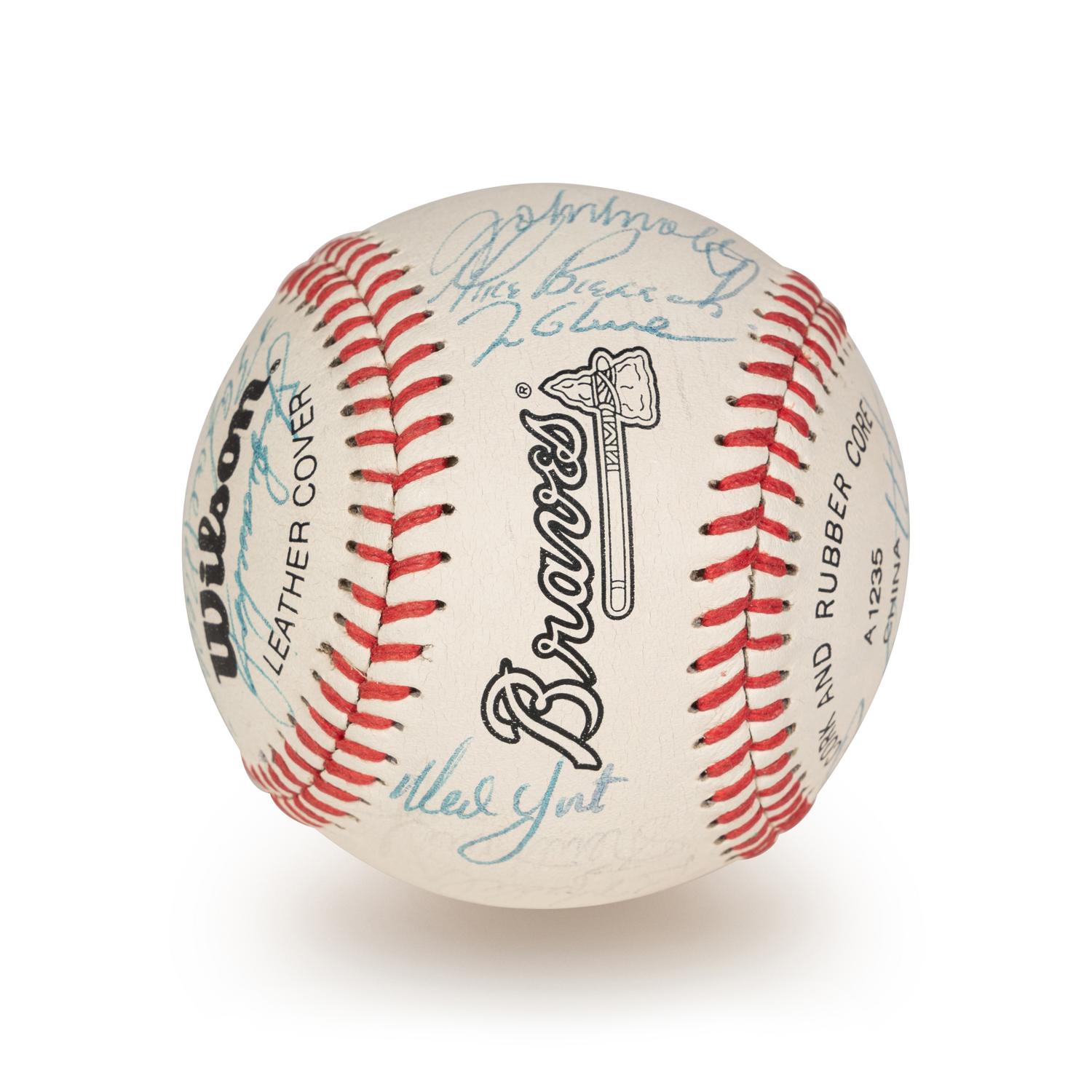 A 1994 Atlanta Braves Team Signed Autograph Baseball With 27 Signatures (Beckett Authentication Services Letter BAS Certified),