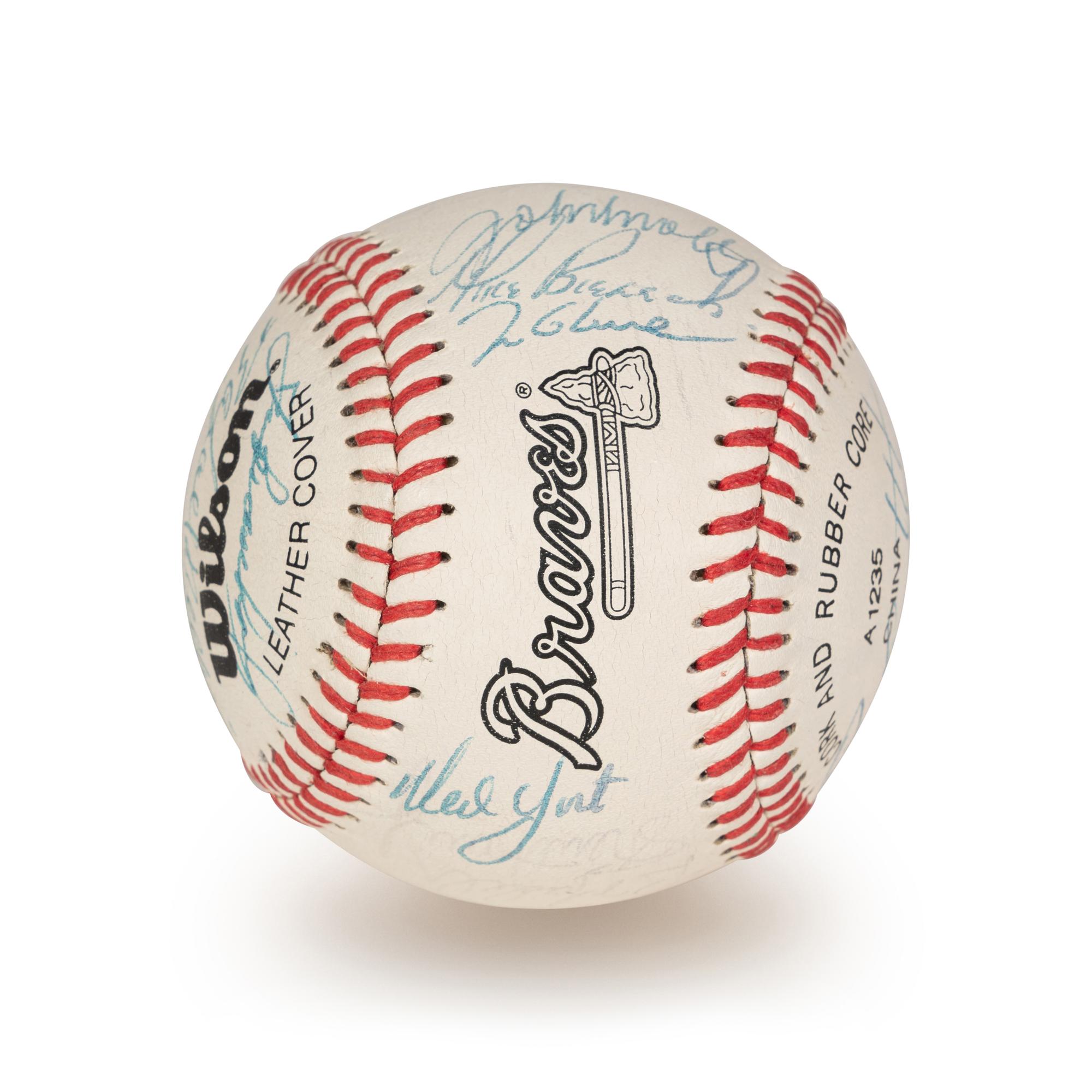 A 1994 Atlanta Braves Team Signed Autograph Baseball With 27 Signatures (Beckett Authentication Services Letter BAS Certified),