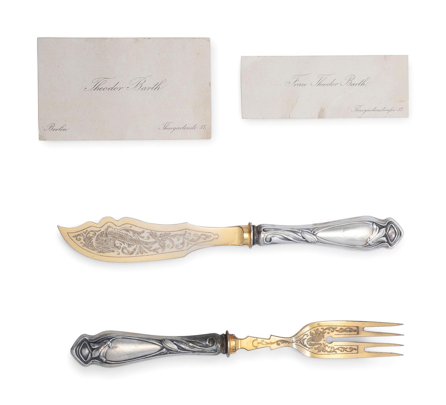 A Cased German Silver Fish Service