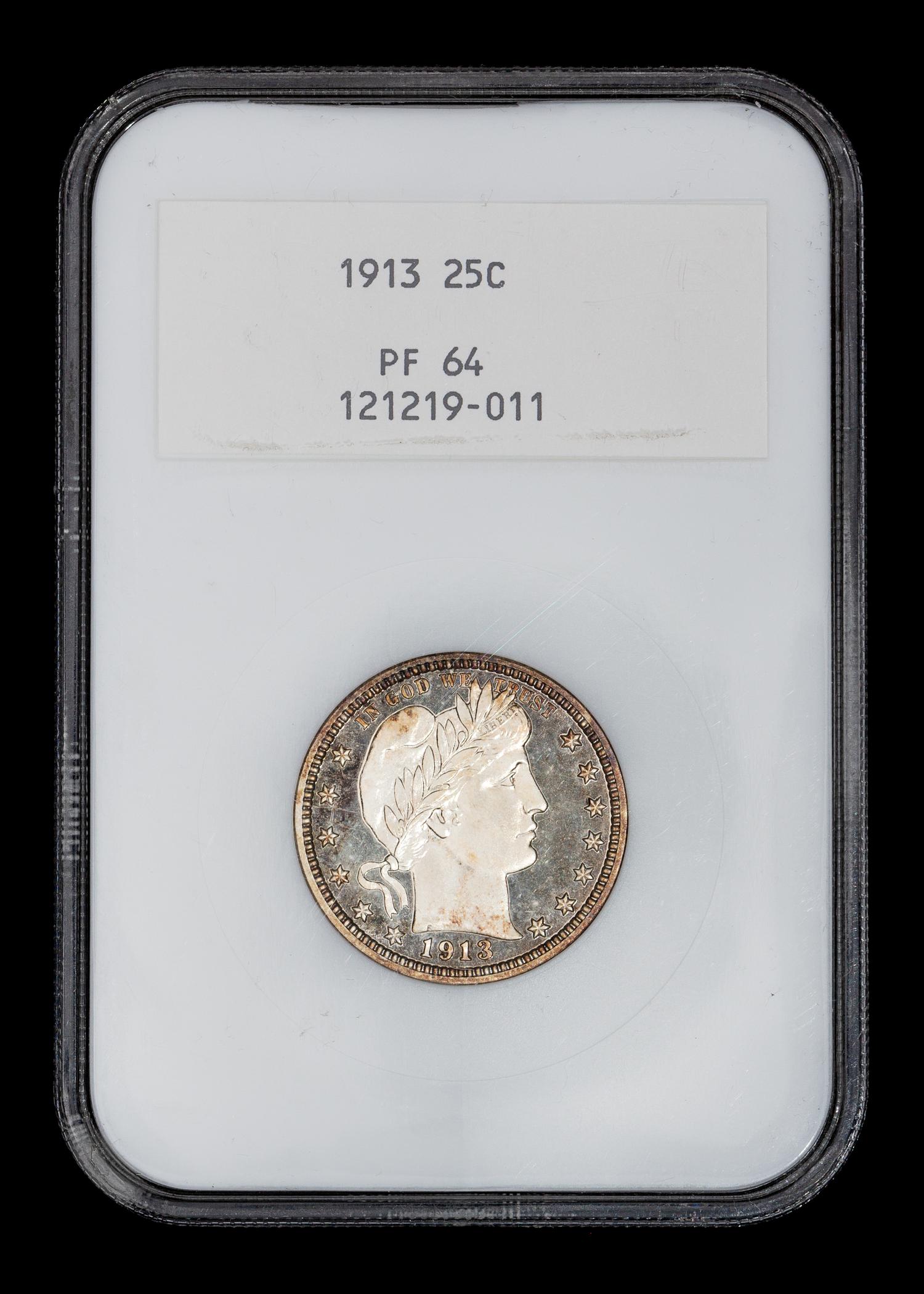 A United States 1913 Barber 25c Proof Coin
