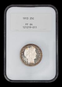 A United States 1913 Barber 25c Proof Coin