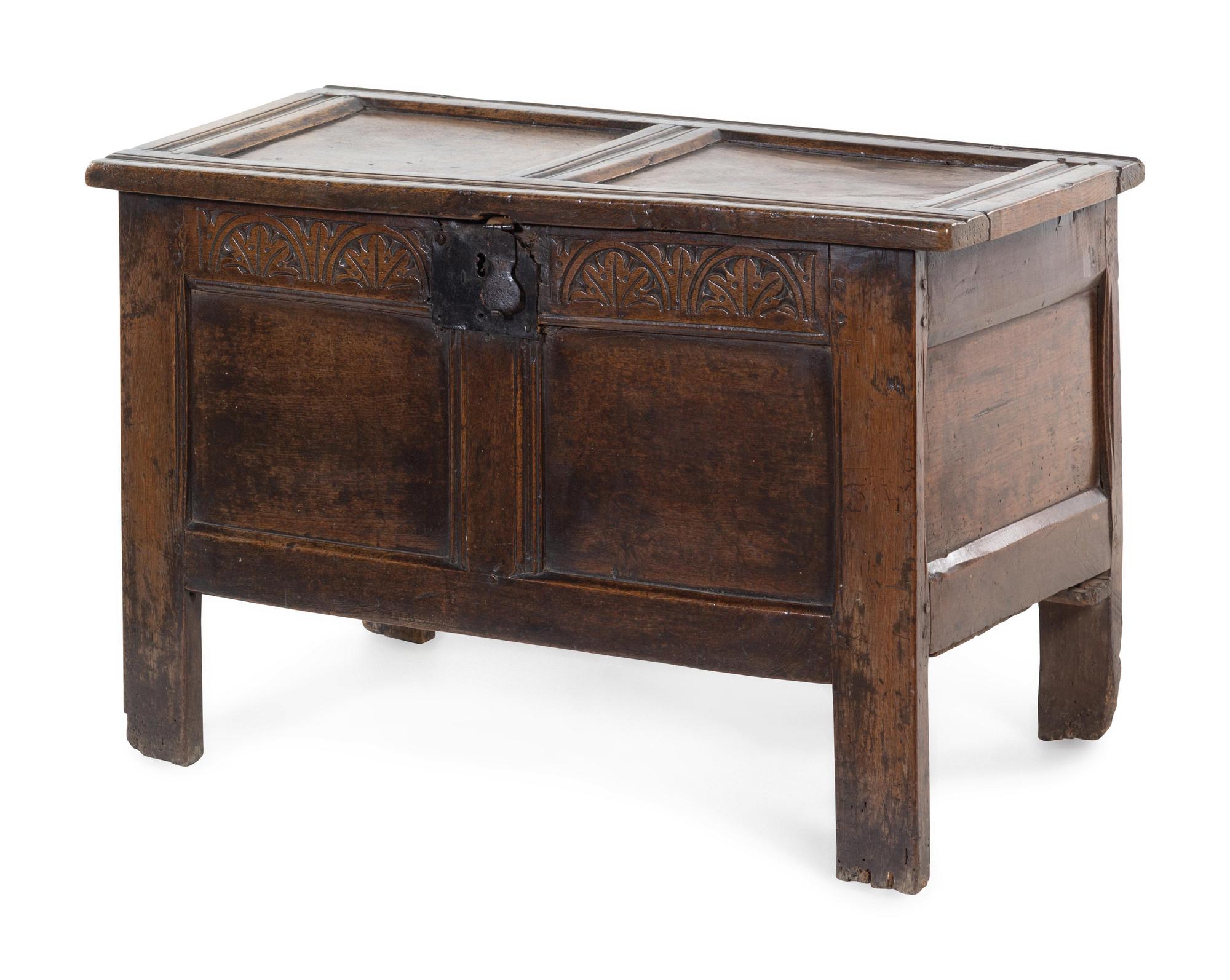 A Charles II Carved Oak Blanket Chest