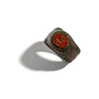 A Roman Iron and Red Jasper Finger Ring with a Goat