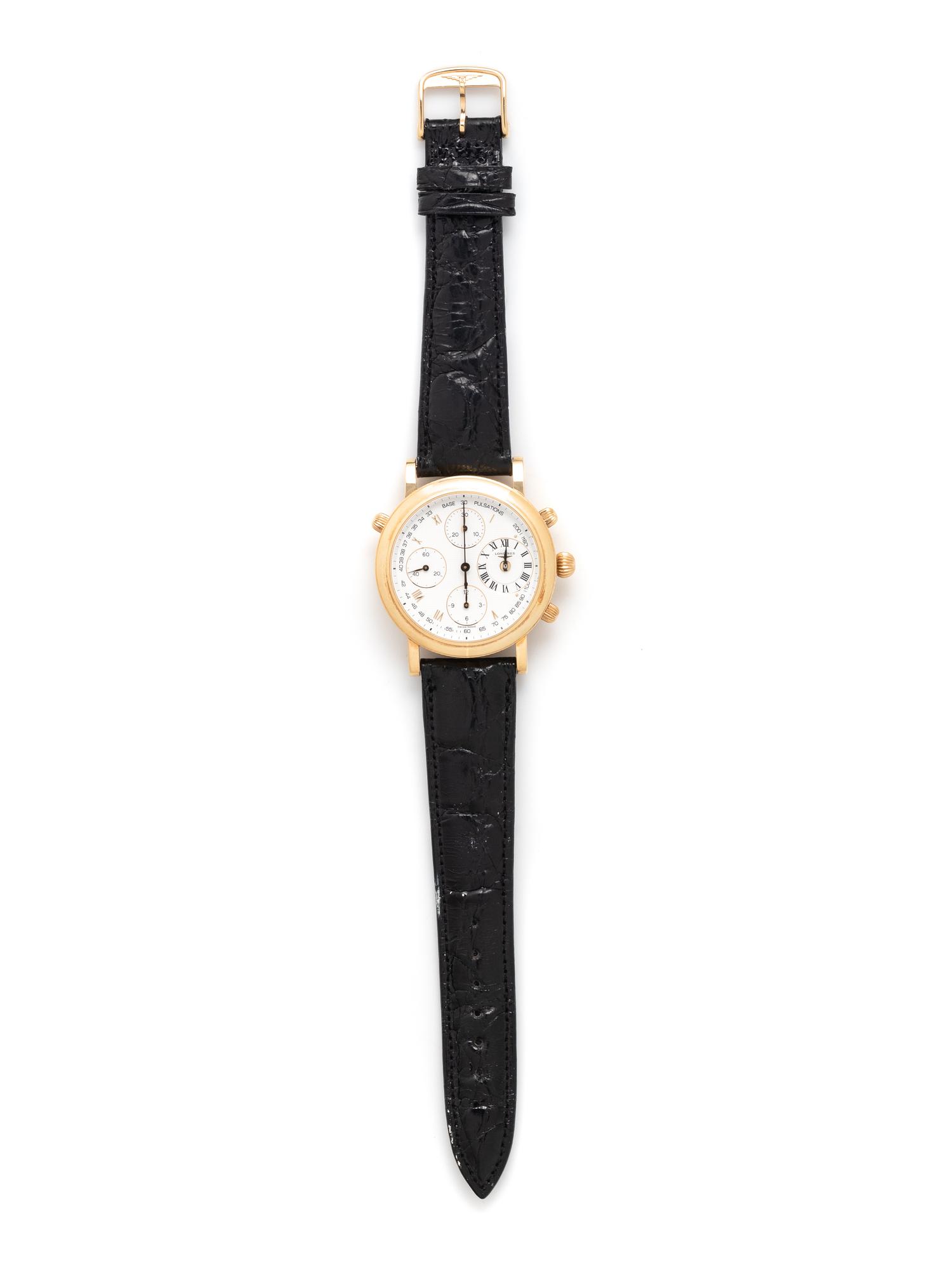 LONGINES, ERNEST FRANCILLON, REF. L4 654 6 NO. 0181 18K YELLOW GOLD SPLIT-SECOND CHRONOGRAPH WATCH