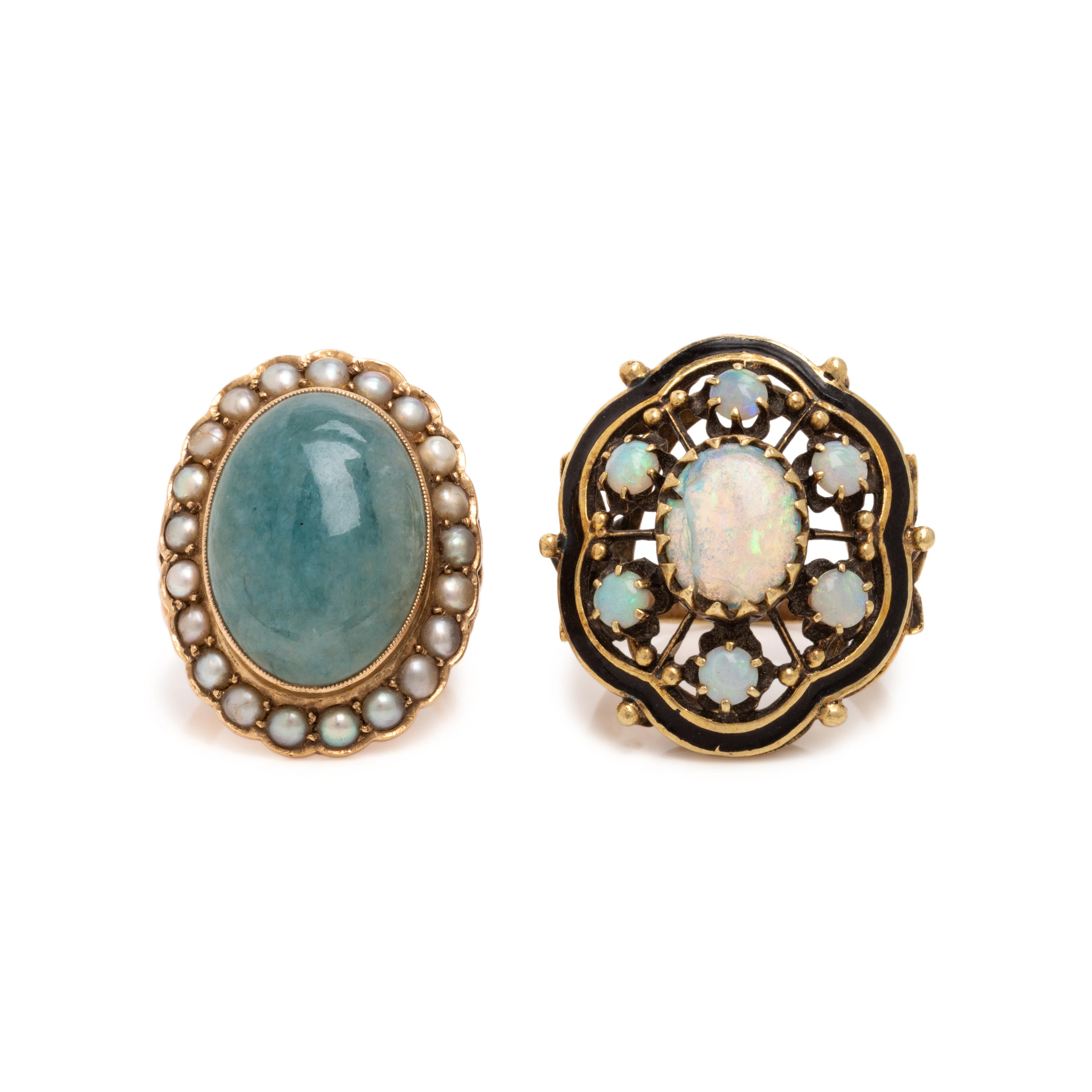 Two Yellow Gold and Multigem Rings