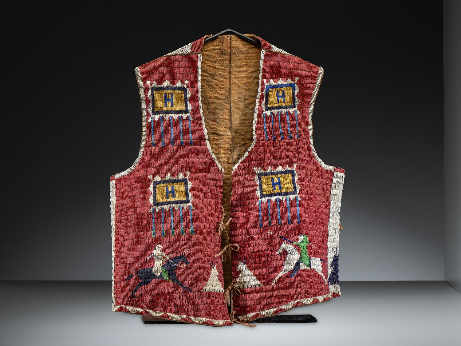 Cheyenne River Sioux Beaded Pictorial Hide Vest
