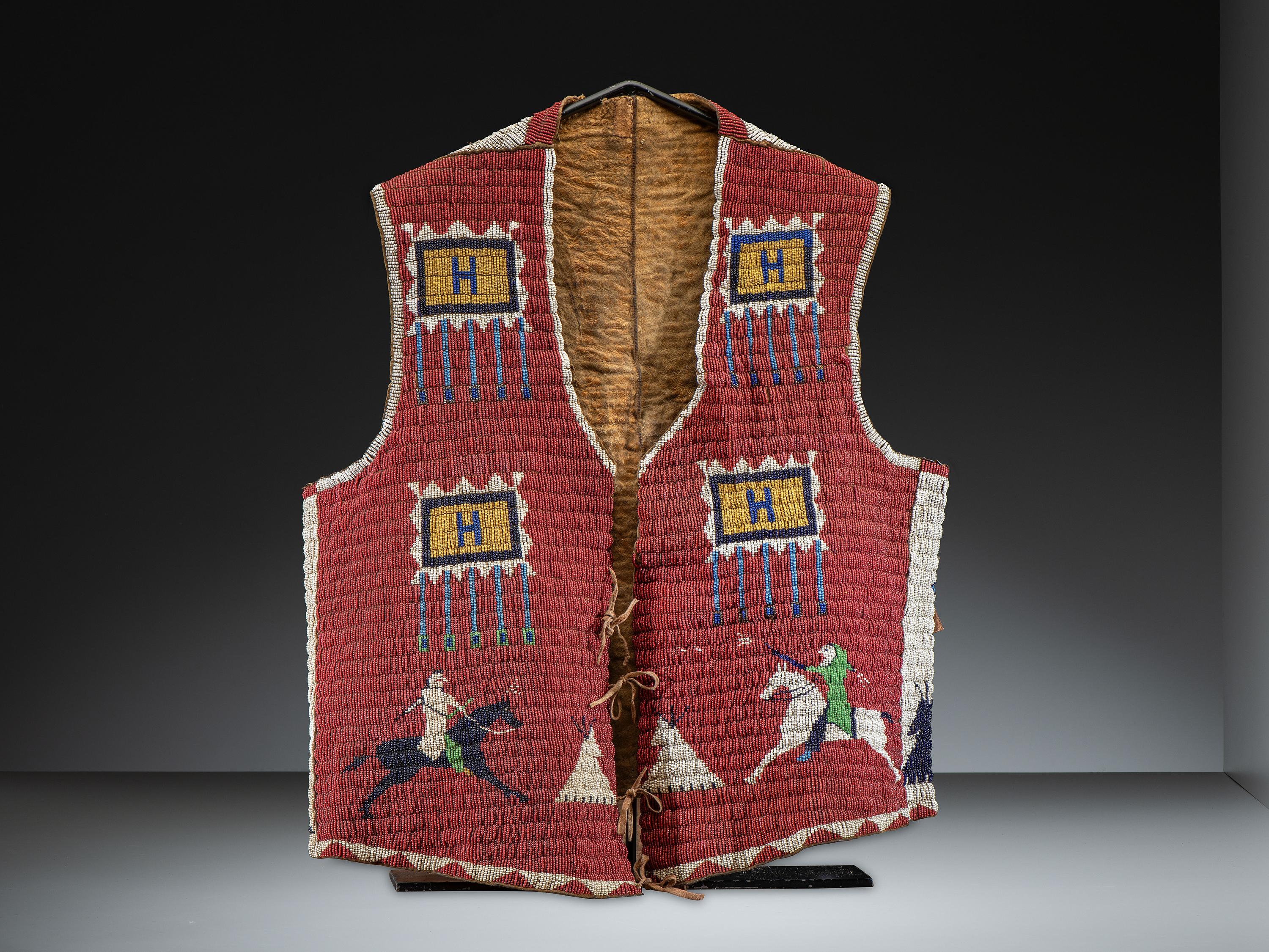 Cheyenne River Sioux Beaded Pictorial Hide Vest
