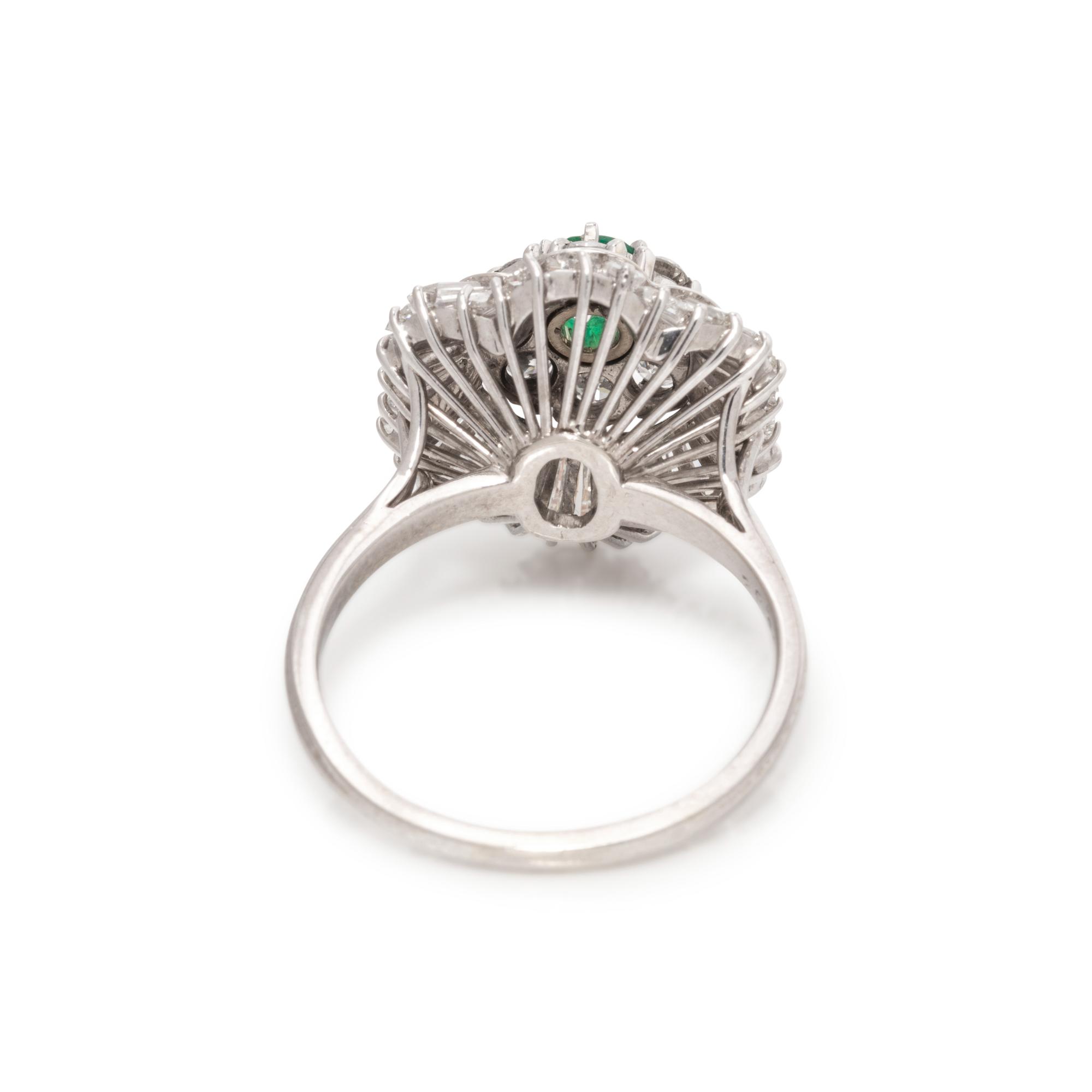 SYNTHETIC EMERALD AND DIAMOND RING