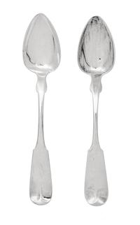 A Pair of American Silver Tablespoons, Lincoln & Reed, Boston, Second Quarter 19th Century, fiddle and thread pattern, the handles engr
