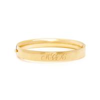 YELLOW GOLD INITIAL BROOCH AND MONOGRAMMED BANGLE