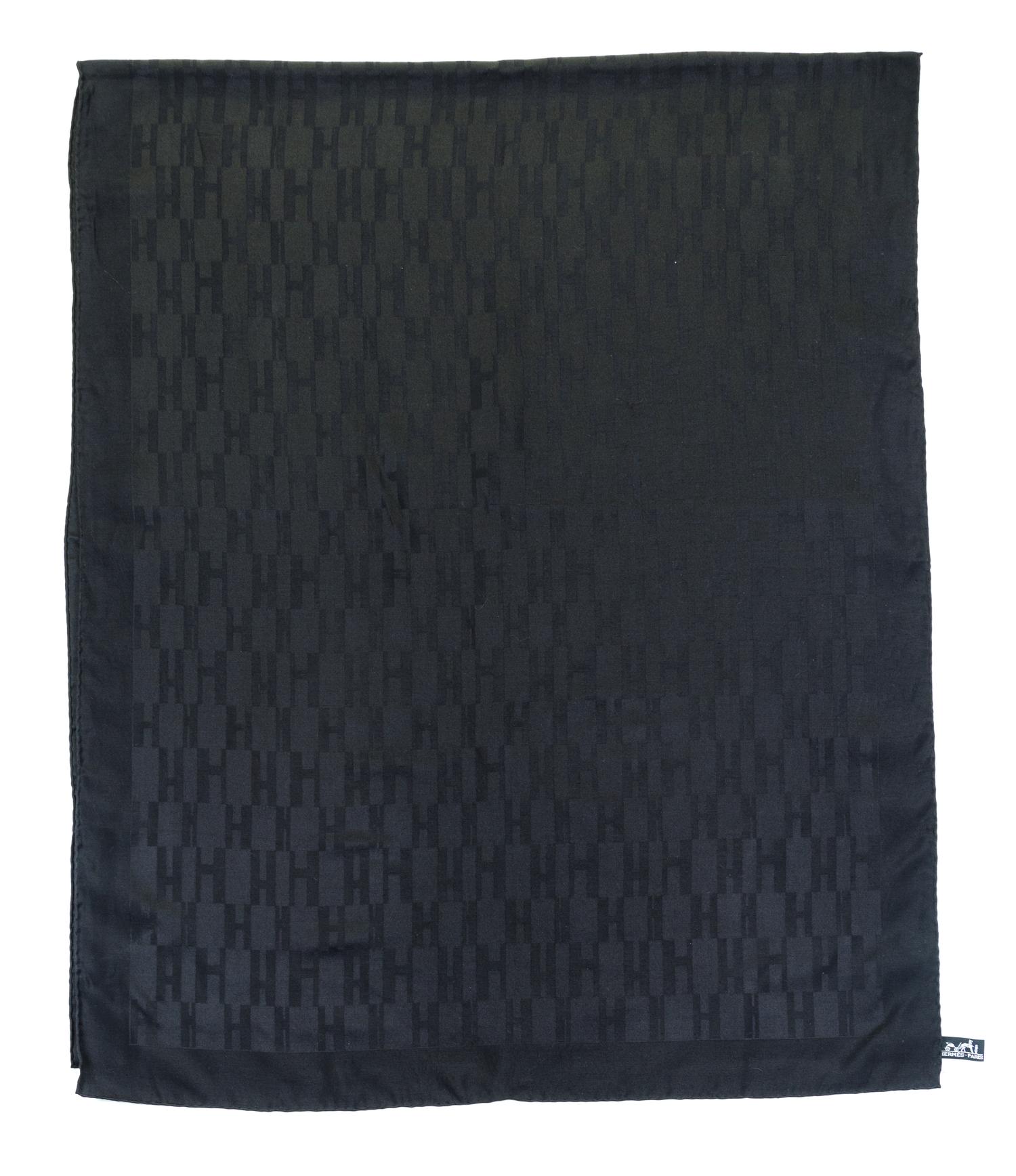 An Hermes Black Oblong Scarf, 72" x 28".