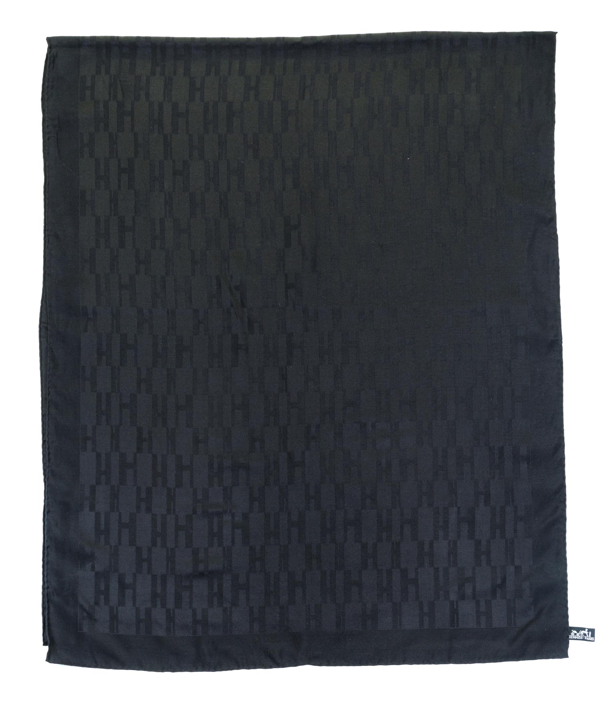 An Hermes Black Oblong Scarf, 72" x 28".