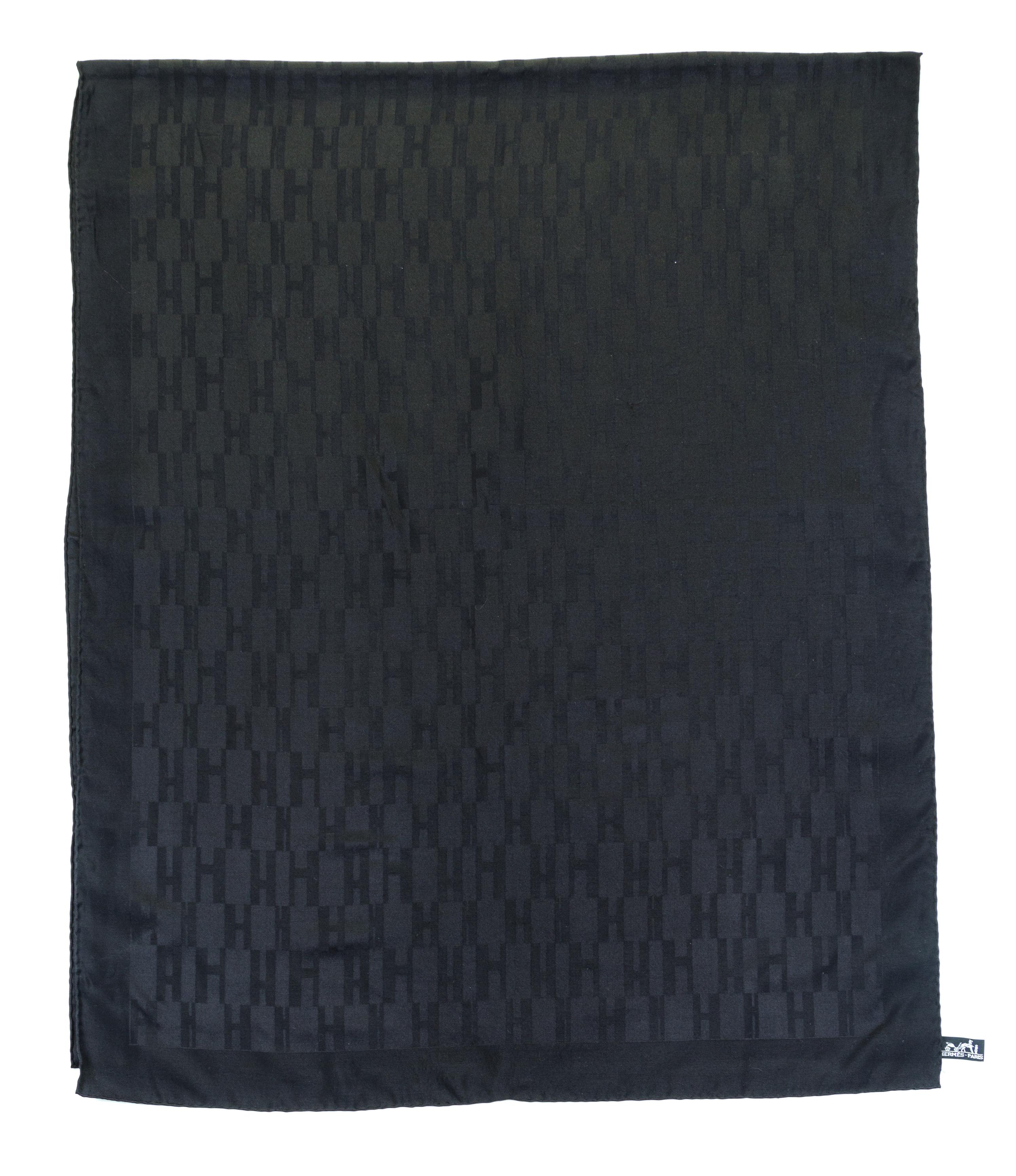 An Hermes Black Oblong Scarf, 72" x 28".