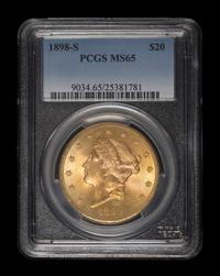 A United States 1898-S Liberty Head $20 Gold Coin