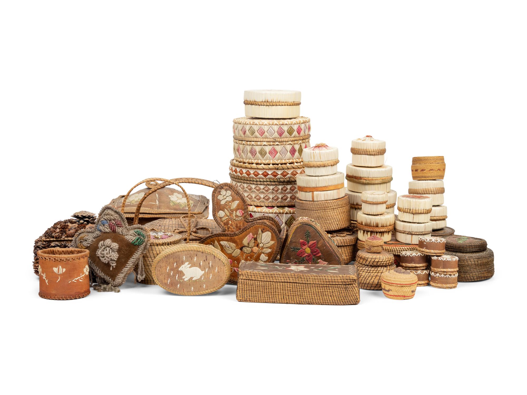 Thirty Three Decorative Woven Boxes