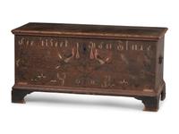 A Chippendale Wrought-Iron Mounted Painted Poplar and Pine Dower Chest