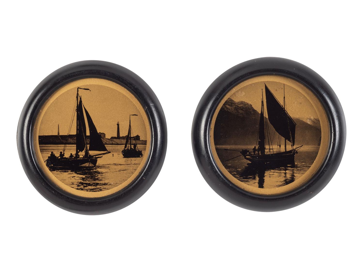 [EARLY PHOTOGRAPHY]. 7 scenic gold tone photographs, incl. coastal scene attrib. to R. LeSesne.