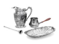 Three Silver-Plate Articles and a Silver Bread Tray