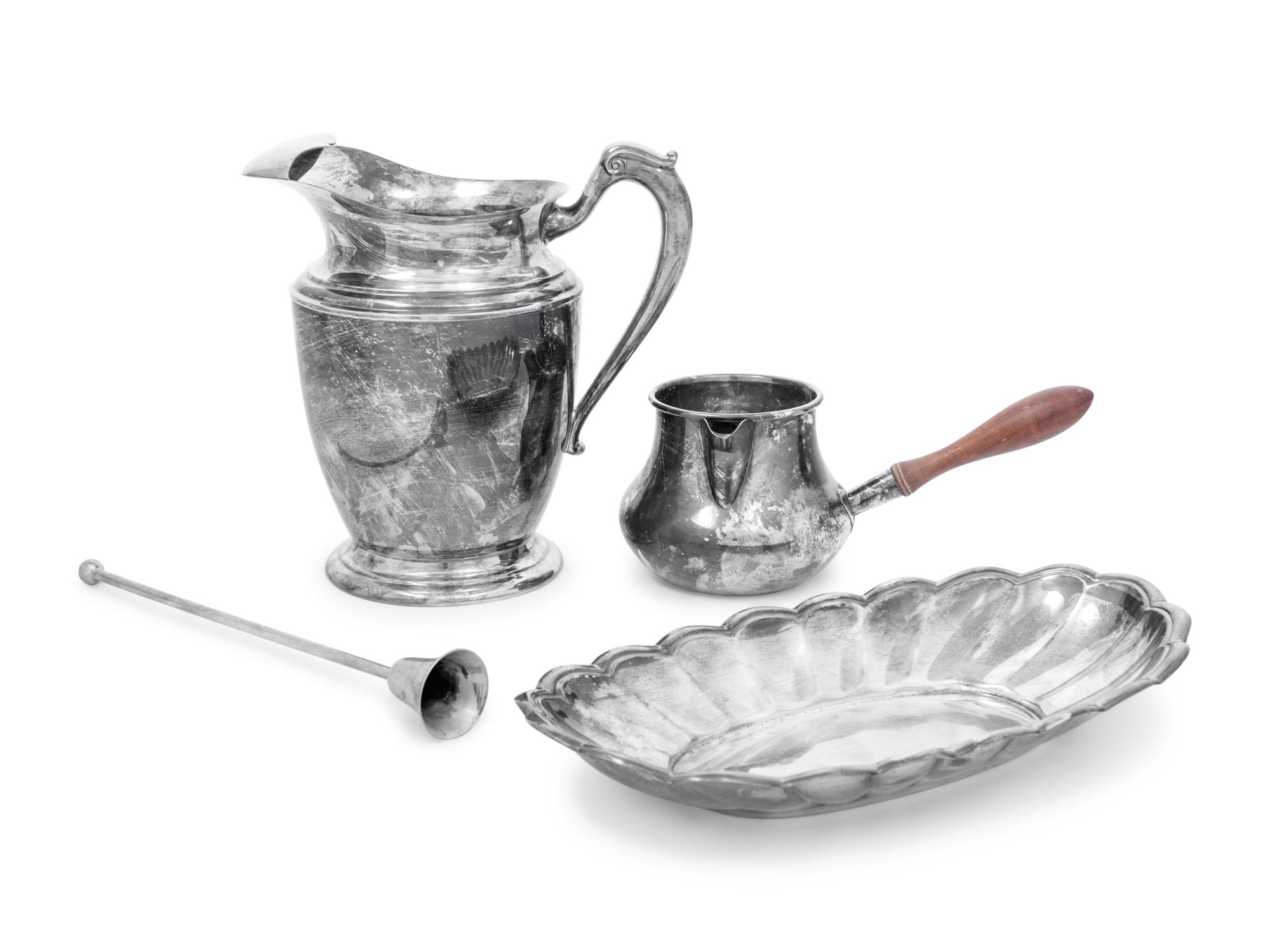 Three Silver-Plate Articles and a Silver Bread Tray