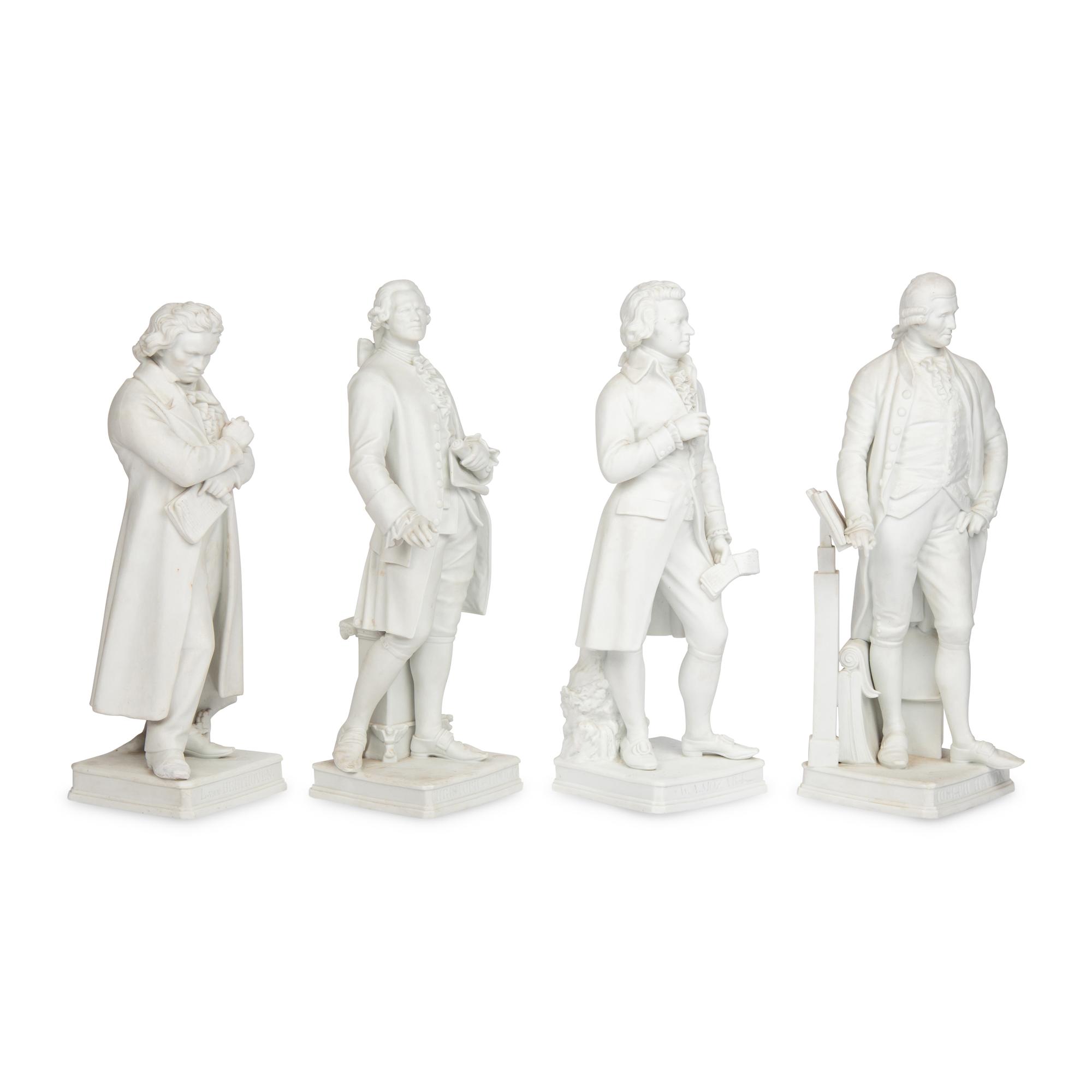 A Group of Four Bisque Porcelain Models of Composers