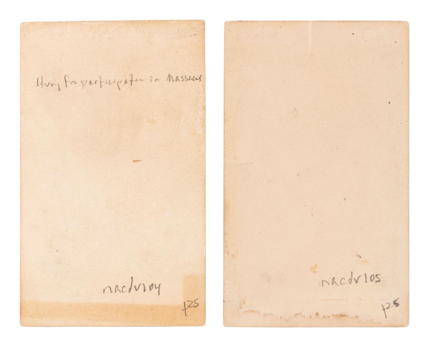[NATIVE AMERICANS] 2 CDVs of Sioux, incl. Te-Na-Ze-Pa, participant in the 1862 Minnesota Uprising.