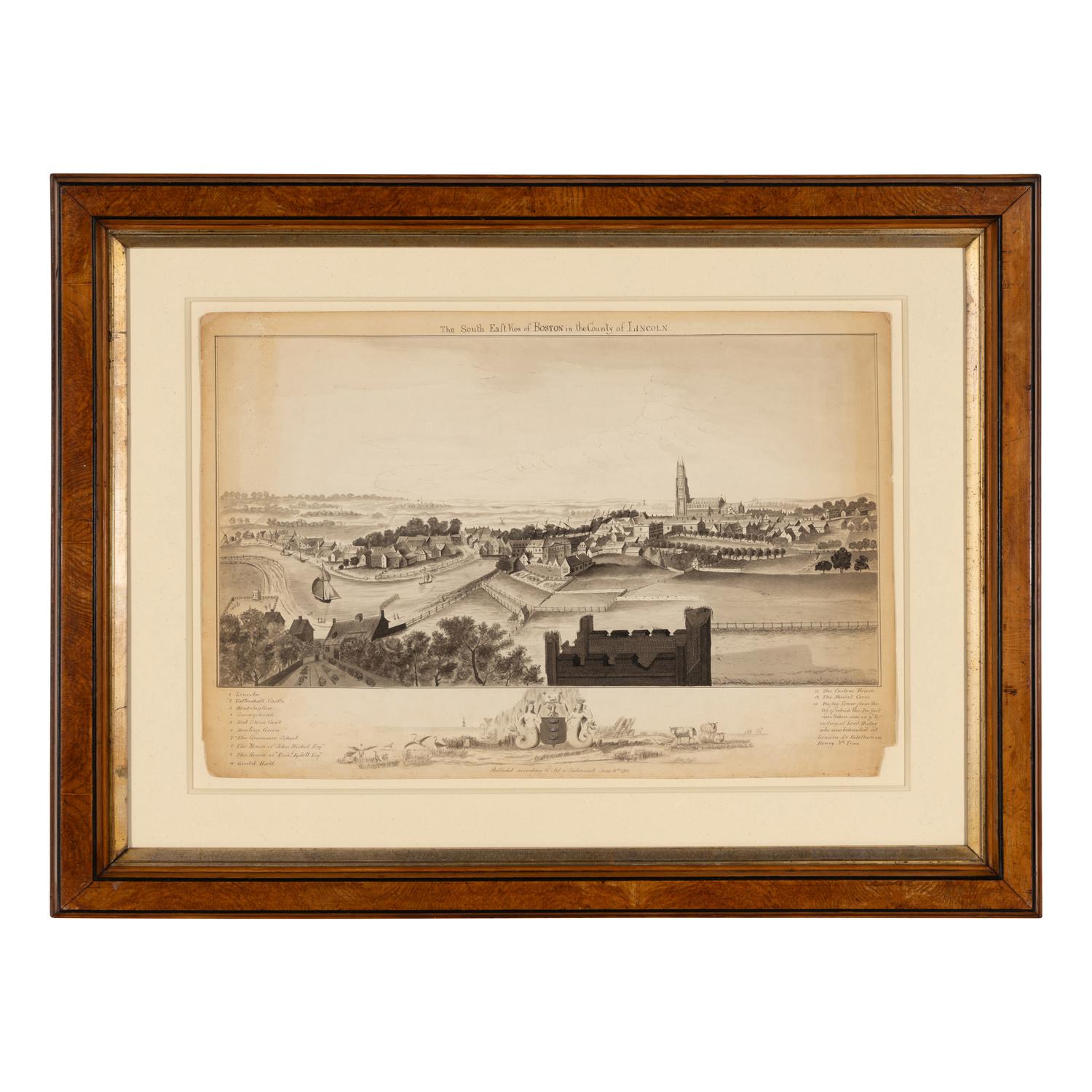 An Ink and Wash Illustration of the Topography of Boston, Lincolnshire