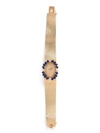 SOLD: 14K YELLOW GOLD, LAPIS LAZULI AND DIAMOND WRISTWATCH